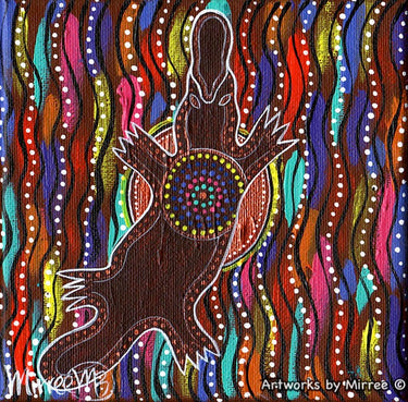 'Platypus Rainbow and Sun Dreaming' FRAMED Canvas Print by Mirree Contemporary Aboriginal Art